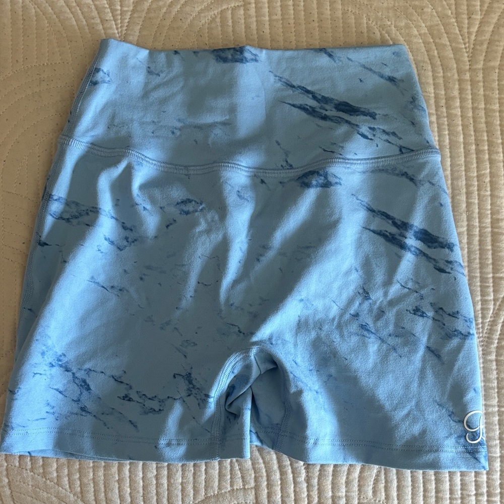 Bombshell Sportswear Blue Marble Print Biker Shorts